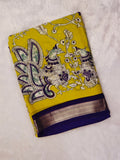 Traditional Peacock Motif Soft Georgette Saree with Zari Border