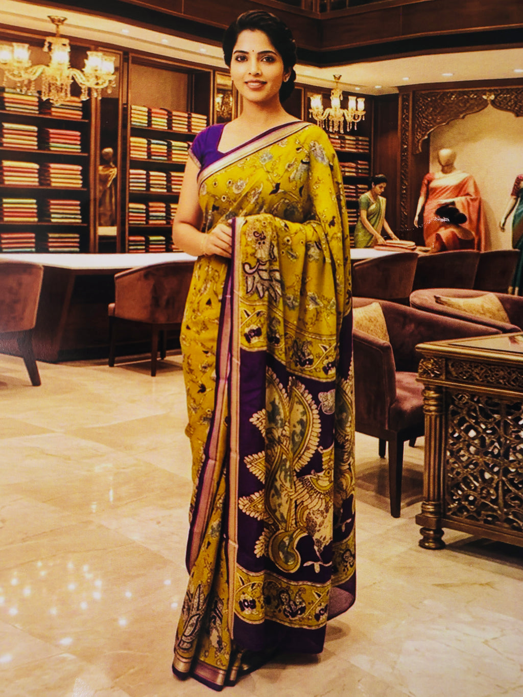 Traditional Peacock Motif Soft Georgette Saree with Zari Border